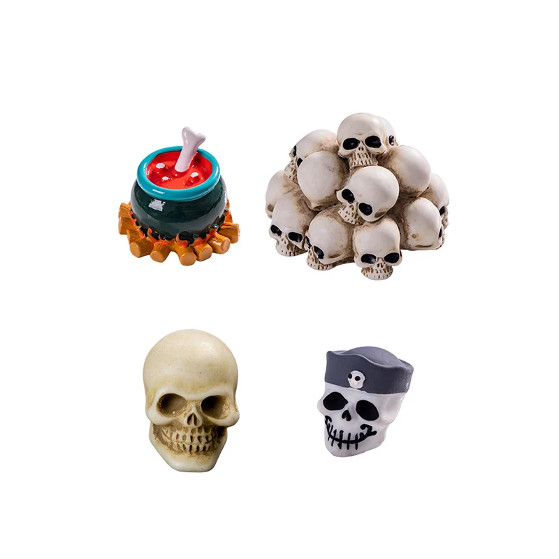 Figurine d'Horreur 3D en Résine pour Décoration d'Halloween, Tombale Miniature, Modules Fantômes, Squelette, Crâne, Micro, Accessoire de Noël