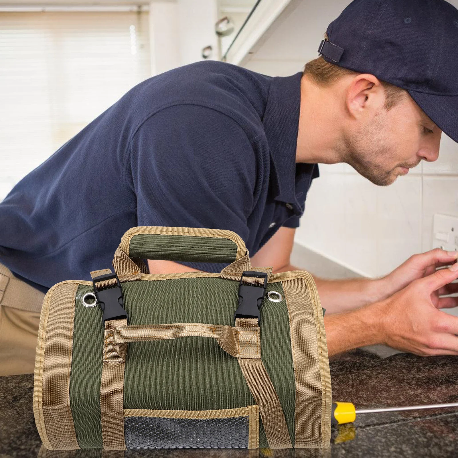 حقيبة أجهزة قابلة للطي متعددة الوظائف، منظم أدوات محمول، قماش أكسفورد متين، البستنة، النجارة الكهربائية الاحترافية