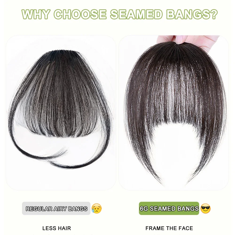 Bangs de clip para cabelo natural, cabelo humano 100% real, extensões francesas, franjas falsas