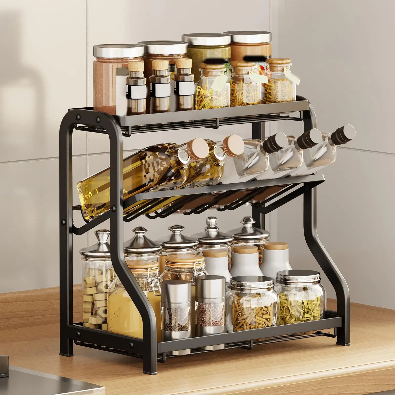 

Spice Rack 3 Tier Multipurpose Standing Holder Storage Kitchen Counter Shelf for Cabinet Bathroom Kitchen Countertop Bedroom