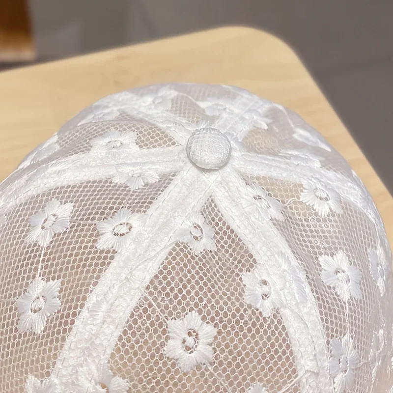 Casquette de Baseball Respirante en Dentelle à Fleurs pour Femme, Chapeaux de dehors Ajustables, Protection Solaire Ajourée, Nouvelle Collection Été