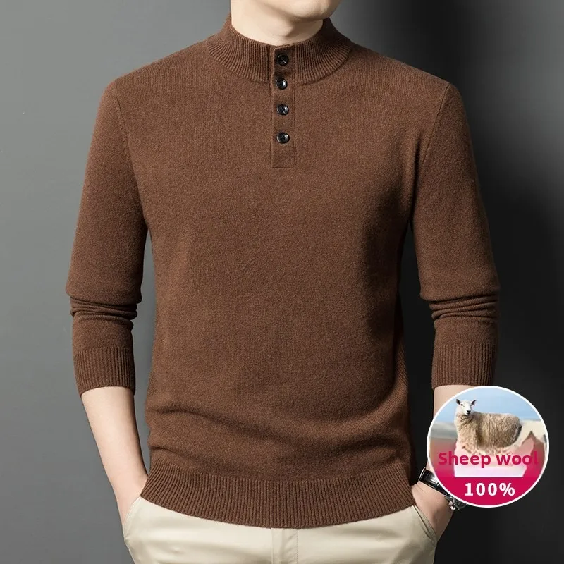 

Men's Pure Wool Sweater High Ne Knitwear Faionable Urban Sle Winter Thiened Casual Wear f High Collar Luxury Yarn