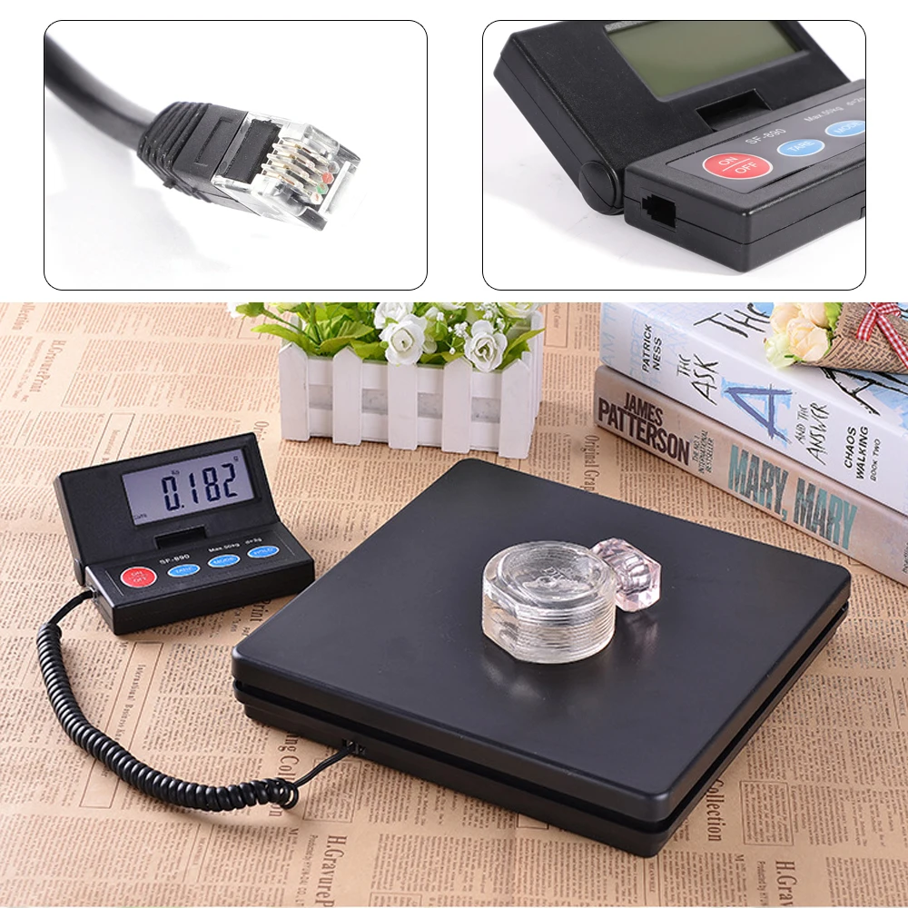 Black Electronic Weighing Shipping ​with LCD Display and Postal Scale 50kg Capacity