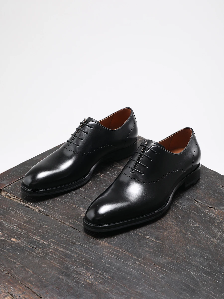 Spring and Autumn New Men's Formal Shoes Genuine Leather Thick Sole Lace Up Business Casual Shoes Groom Wedding Shoes