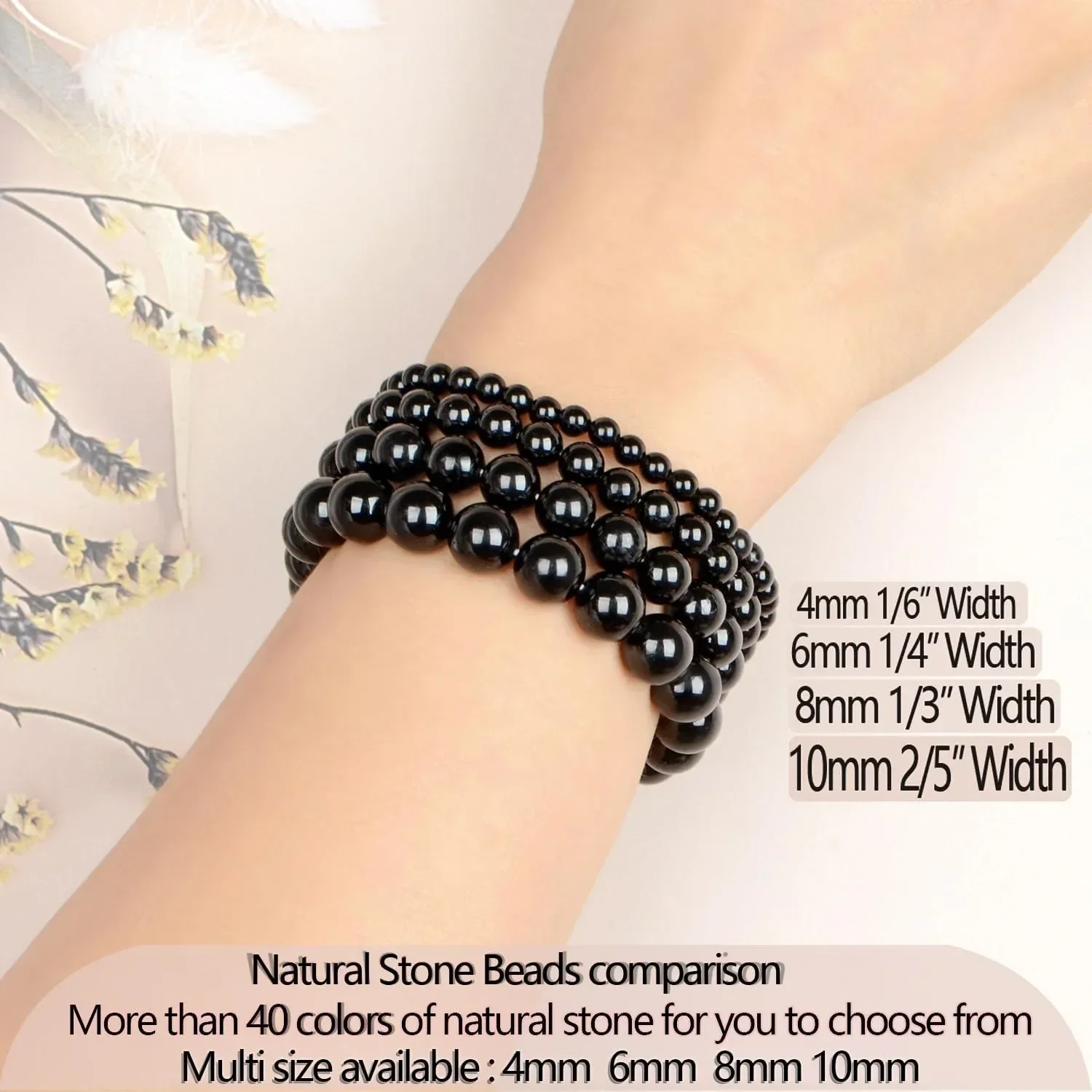 {الطاقة والحماية} سوار التورمالين المصنوع يدويًا من الأحجار الكريمة الطبيعية سوار مرن من حجر الكريستال والخرز مجوهرات هدايا للنساء