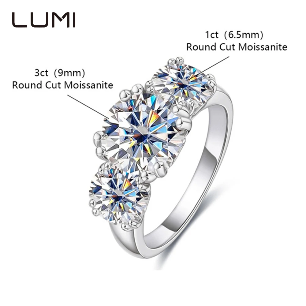 

Total 5CT Moissanite 925 Silver Lady Ring Super Luxury Bands Wedding Party Anniversary Gift with GRA Certificate