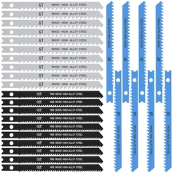 25PCS U-Shank Jig Saw Blade 6T 8T 10T Hcs Assorted Saw Blades Sharp Fast Cutting Woodworking Tool for Metal Plastic Wood Cutting