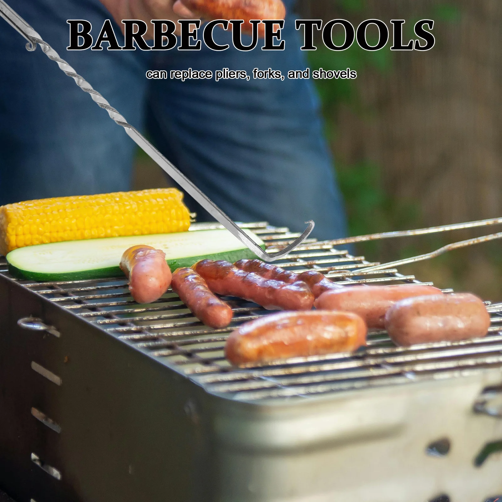 

1pc Food Flipper Hook Stainless Steel Bbq Turner Tool For Grilling Meat Vegetables Flipping Cooking Grill Accessories Kitchen