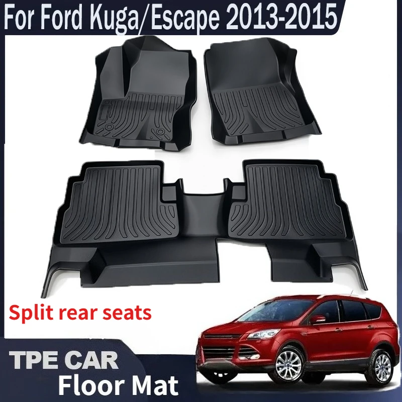 

TPE Car Floor Mats, For Ford Kuga/Escape 2013-2015 Split rear seats Models Floor Mats Cargo Liner TPE Floor Liners Trunk Mat Car