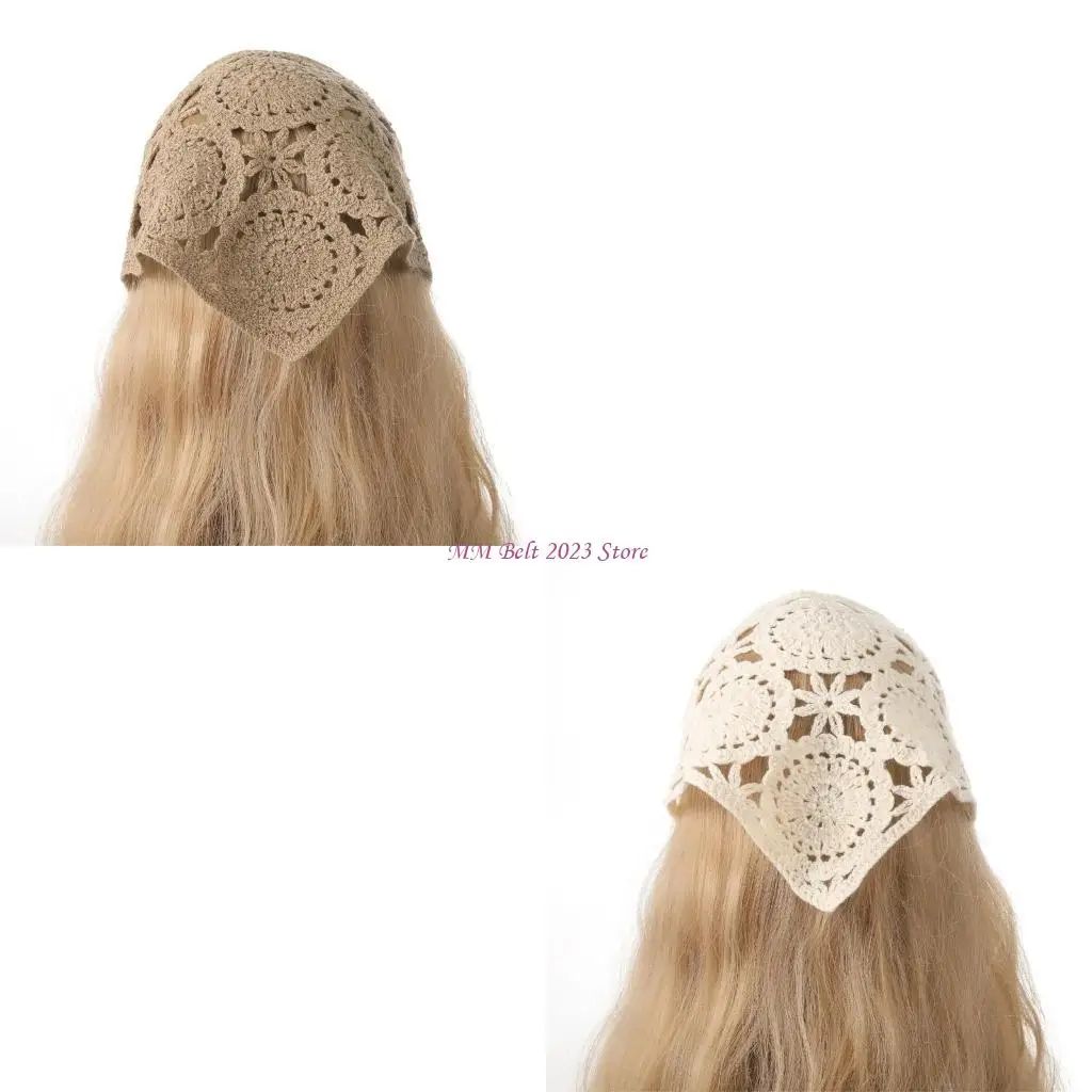 

49ME Вязаные женские повязки крючком с цветочным орнаментом Модные ленты для волос