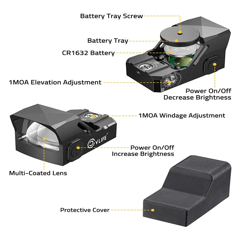 الحركة مستيقظ 3 MOA الأحمر الأخضر نقطة البصر 1X24mm مفتوحة منعكس كامل الحجم البصريات الطبيب قطع البصمة مسدس لوحة محول MOS Picatin #6