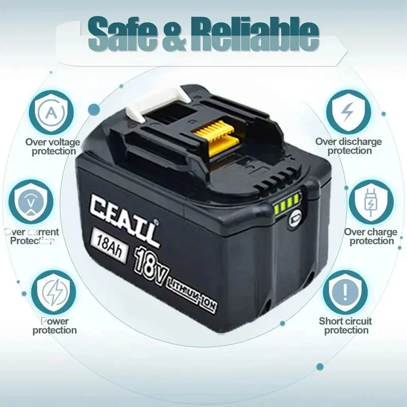 🏅 بطارية أصلية CFATL 18 فولت 18 أمبير في الساعة، لأداة طاقة ماكيتا 18 فولت LXWT، ML، MR، MUH، MUM، MUR، MUS، PB، PT، TP بطارية قابلة لإعادة الشحن #6