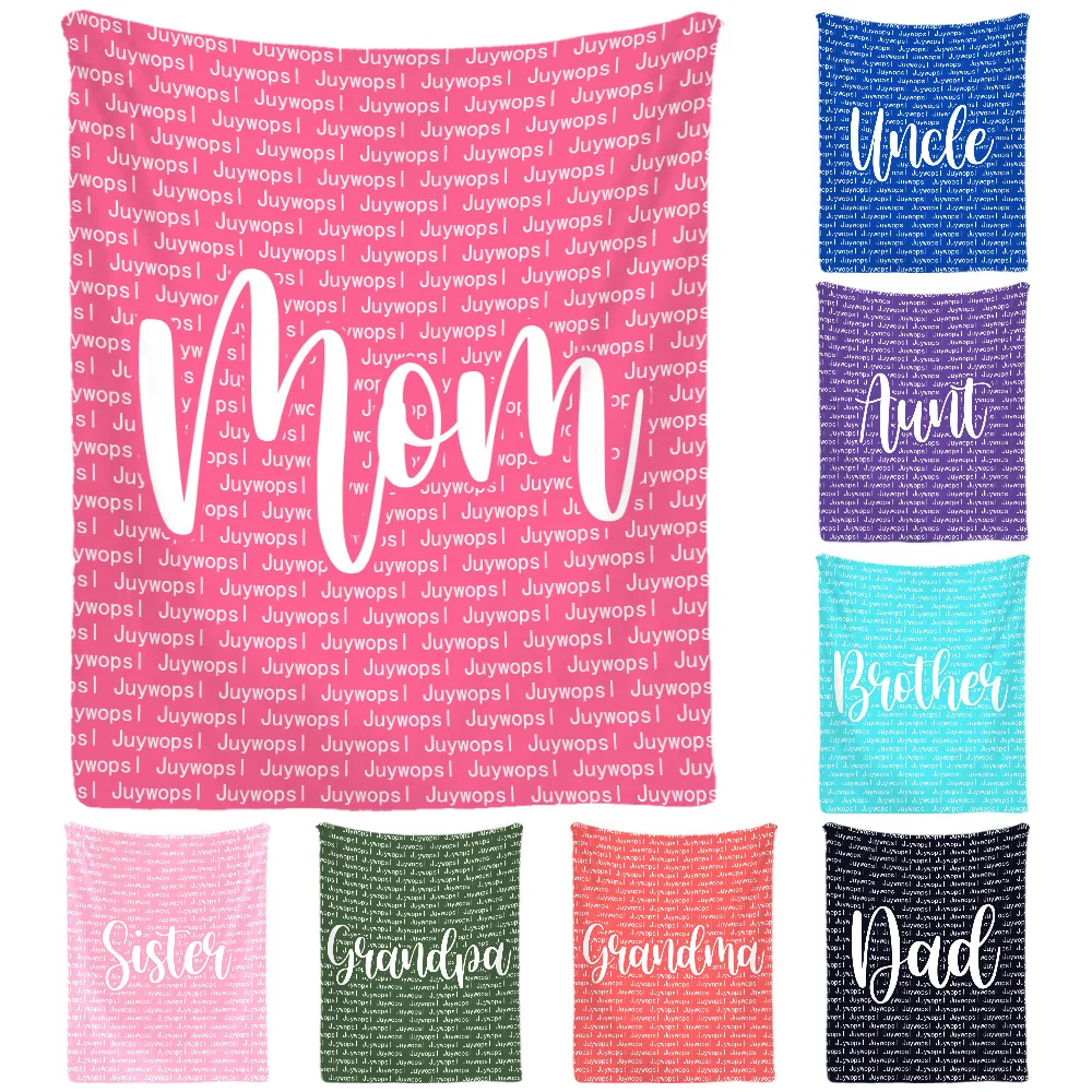 

2024 Boutique Wholesale Flannel Blanket Baby Girls And Boys Customized Name Printing Sleeping Blankets Babys With Mom
