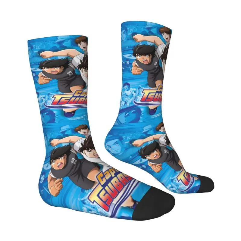 Calcetines deportivos Harajuku para hombre y mujer, medias cálidas con estampado 3D de capitán Tsubasa, Manga de fútbol japonés, baloncesto