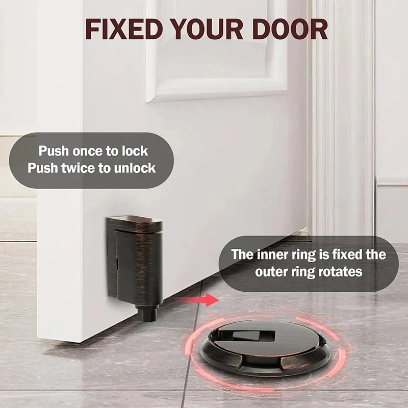 Heavy Duty Windproof Door Stopper Adjustable Mechanical Door Resistance Silent Door Stop Non Punching Anti-Collision Door Stop