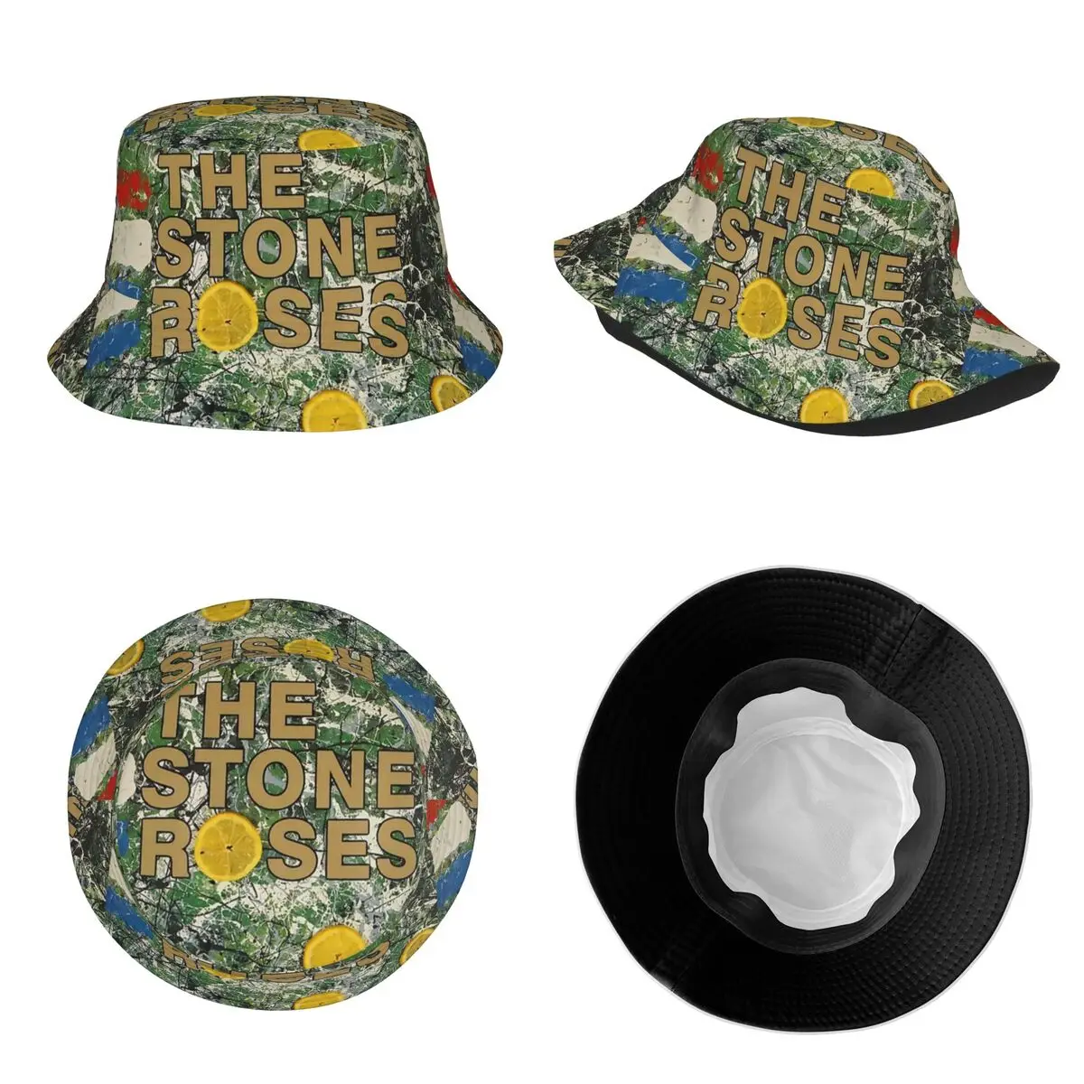 Style The Three Yellow The Stone Roses Bucket Hat Girl Lightweight Hiking Fishing Fisherman Caps Summer Beach Hatwear Bob Hat