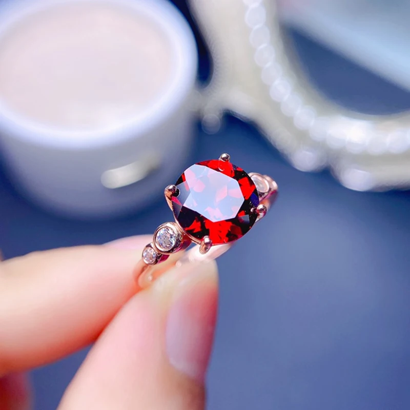 Natural Garnet ring for women silver 925 jewelry luxury gem stones 18k gold plated free shiping items Party Gift