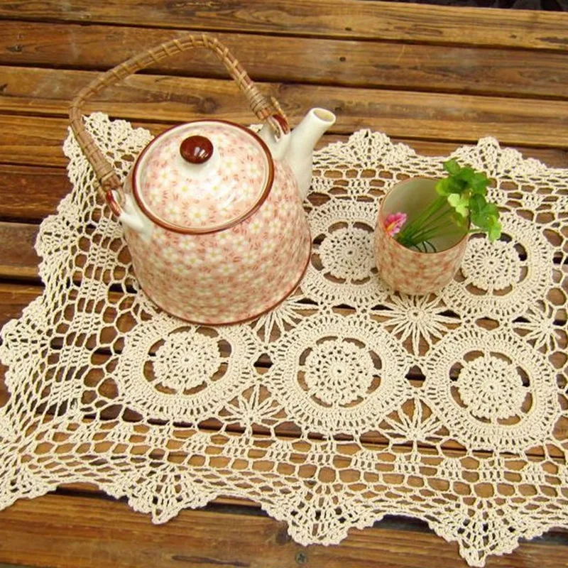 

Crocheted Doilies 35x50cm (12X18 inches) Vintage Place Mat Handmade Crochet Lace Table Mat