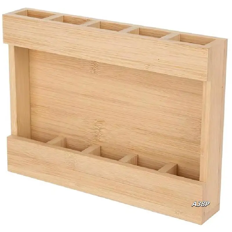 

Large Capacity Straw Storage Organizer, Wood Utensil Holder For Kitchen Cupboards