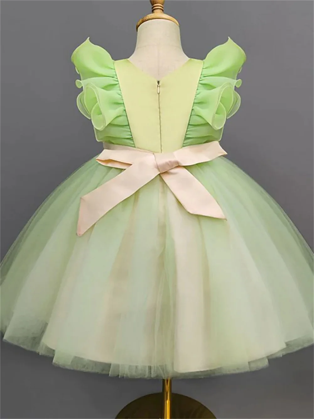 Bambini abiti da bambina floreale A Line Party Performance verde asimmetrico manica corta principessa dolce Regular Fit 3-12 anni