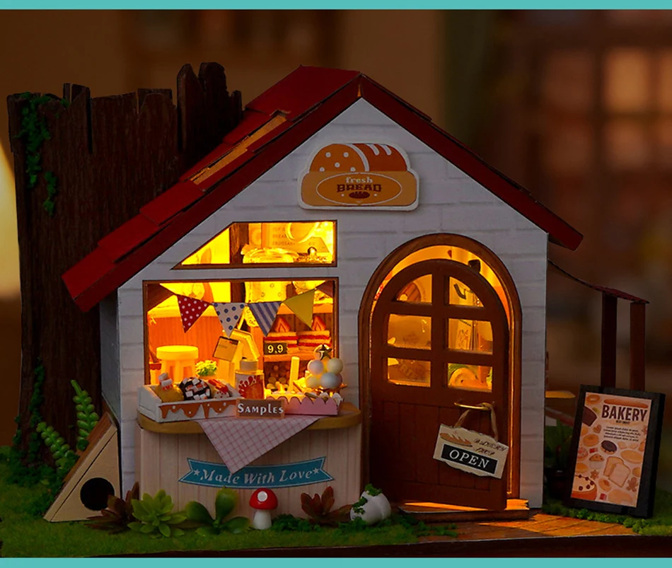 新しい DIY 木製ドールハウス家具ライトドールハウスカーサミニチュアキットアクセサリー木のおもちゃ誕生日新年ギフト