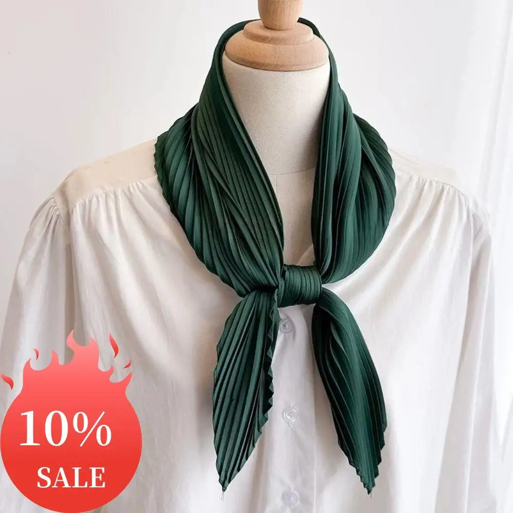 

70 см модный плиссированный шарф атласный хиджаб повязки на голову мятые шарфы женские элегантный платок шейный платок квадратная шаль галстук для волос повязка