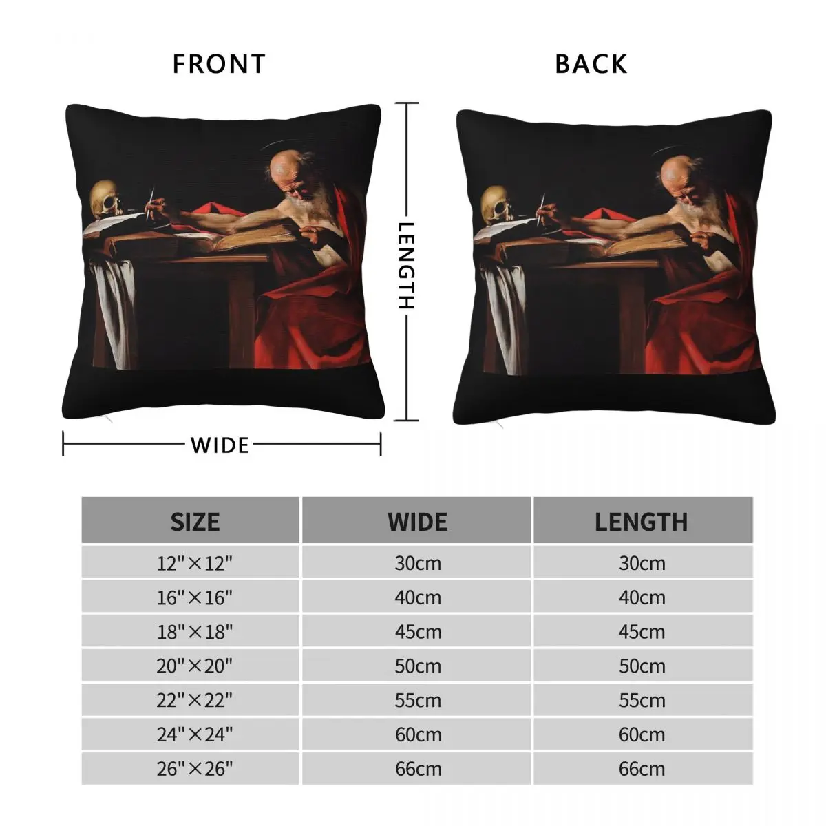 Caravaggio Saint Jerome Writing Square Pillowcase Polyester Linen Velvet Creative Zip Decorative Pillow Case Home Cushion Cover