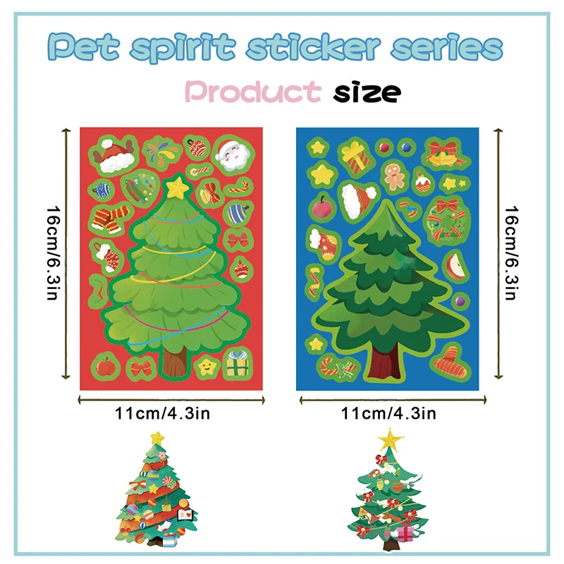 16PCS Toy Puzzle Stickers Christmas Tree Make A Face Stickers DIY Handicrafts Waterproof Stationery Stickers