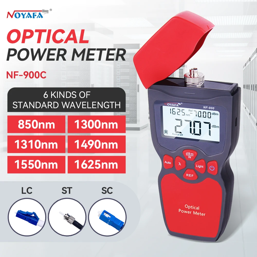 NOYAFA NF-900C Optical Power Meter -50~+26dBm InGaAs Probe LCD Digital Display Light Source Optical Fiber Tester