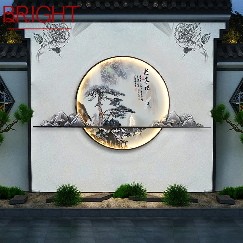 

BRIGHT Solar Outdoor Mural Lamp Creative Circular Landscape Waterproof Mural Villa Courtyard Decoration Painting