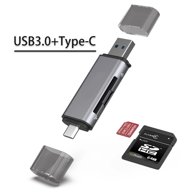 

High Speed Adapter USB 3.0+Type-C card reader Plug and Play Type-c converter PC laptop accessories Multi-function SD/NM card