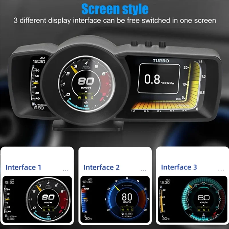 A600 سيارة HUD متعددة الوظائف رئيس يصل عرض Obd + GPS الذكية عداد السرعة نظام إنذار مقياس السيارة