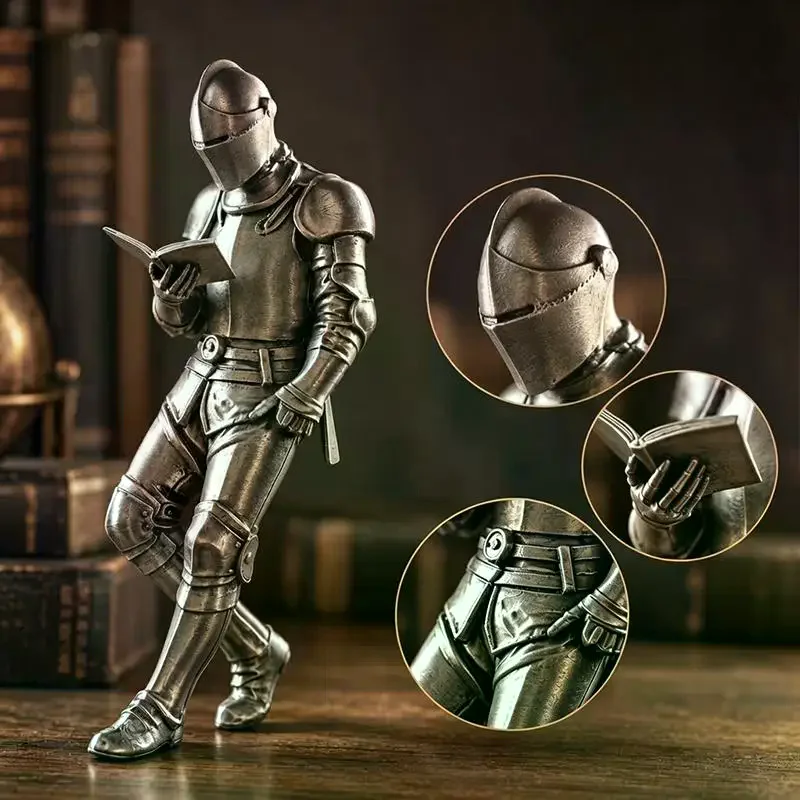 3D Printing Knight Statue Knight Bookshelf Decor Armored Gothic Statue Fantasy Library Figurine for Book Lovers Unique Desktop O