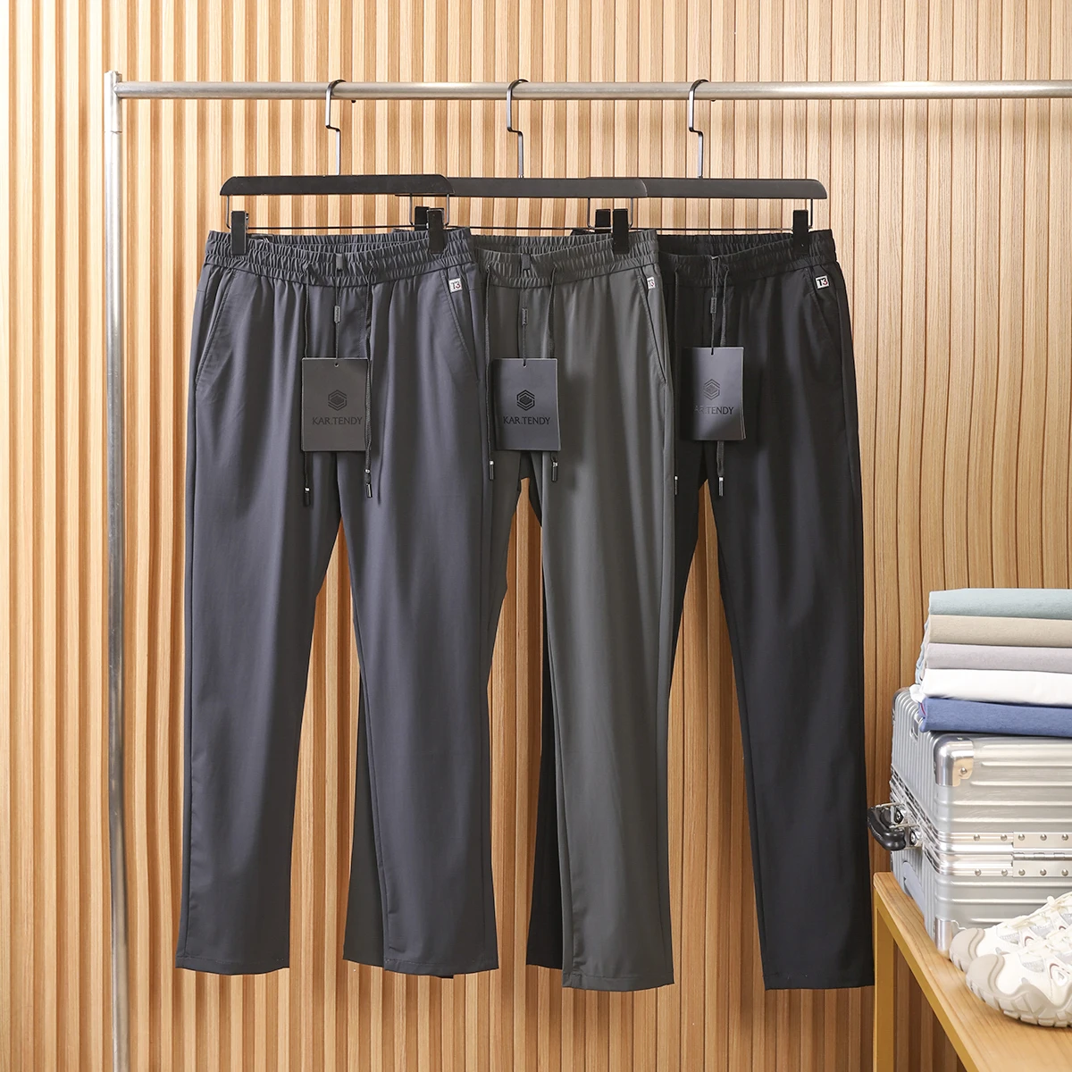 

Мужские спортивные повседневные брюки из ткани Quali Ice Silk с охлаждающим эффектом, эластичным поясом, четырехсторонней эластичностью, летние, модные, прямого кроя