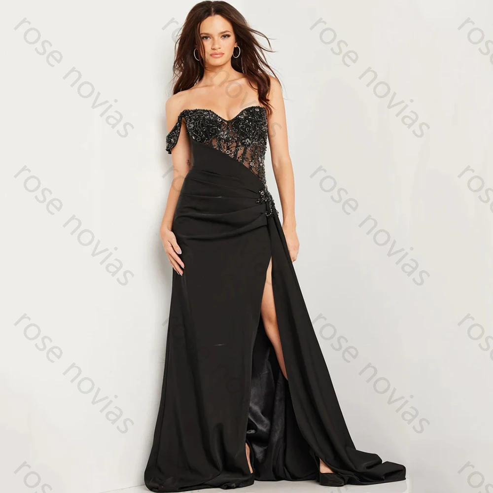 High Quality Classic Evening Dresses Jersey for Floor-Length Sweetheart Prom Dress Lace Beading Vestidos De Fiesta Customized