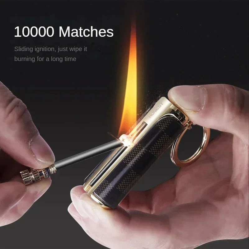 10000 Match Keychain Cigarette Lighter Kerosene Lighters Flame Torch Lighter Portable Metal Smoking Accessories New Gift For Men