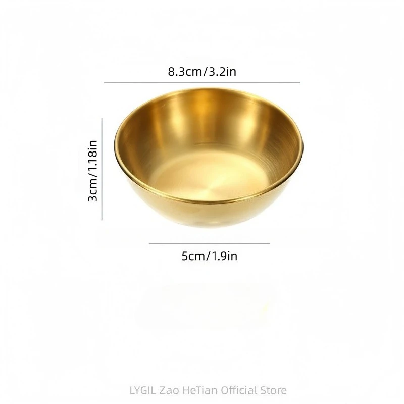 4pcs 2pcs Stainless Steel Golden Sauce Dishes Appetizer Seasoning Serving Dishes Sets Tray Spice Plates Kitchen Tableware