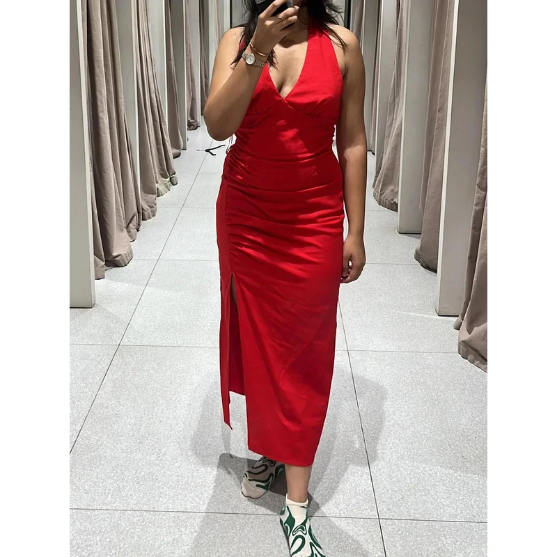 ผู้หญิงฤดูร้อนสไตล์ใหม่ผ้าไหมซาตินชุดเซ็กซี่สีดํา high-end อารมณ์ Elegant Holiday PARTY กระโปรงยาว