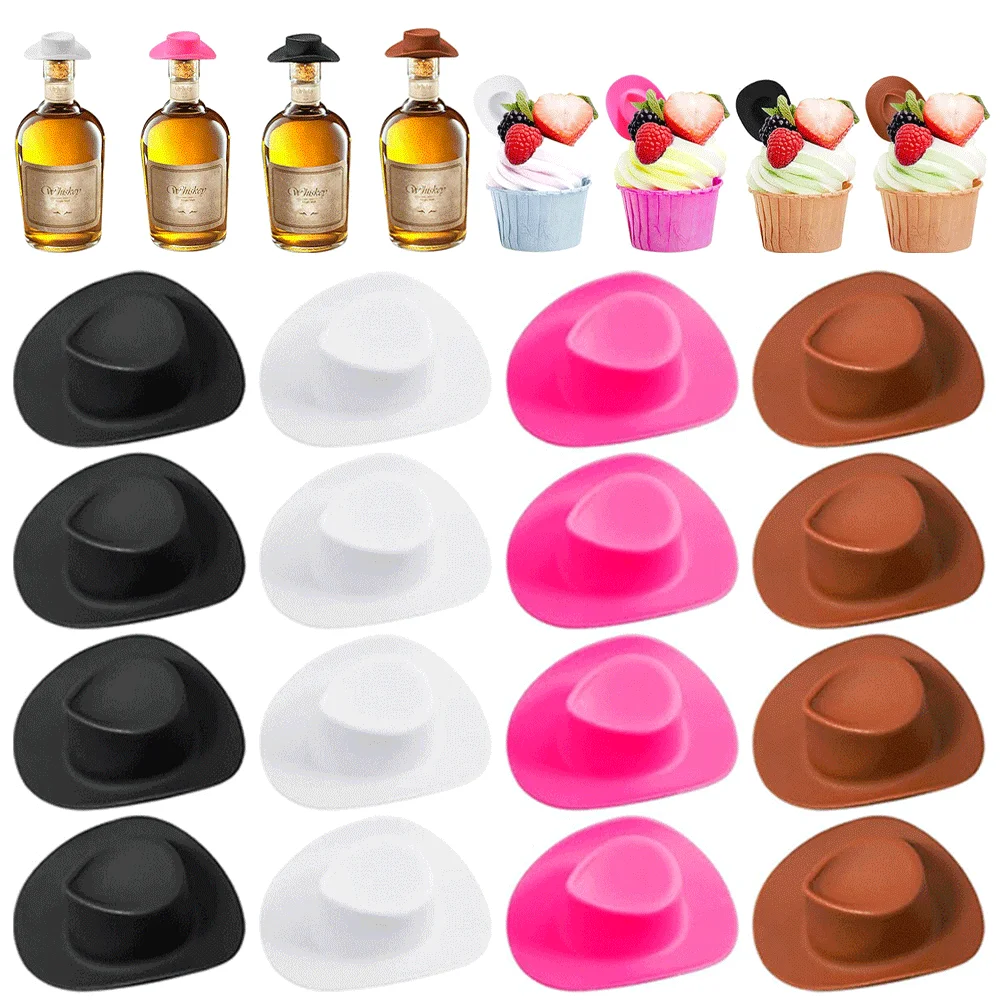 10/20/30PC Plastic Mini Western Cowboy Cowgirl Hats Bachelorette Party Favors Cake Toppers Crafts Cute Doll Dress Up Accessories