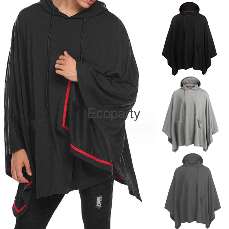 2023 Casual Hooded Cloak For Men Women Fashion Solid Hoodie Sweatshirt Coat Unisex Hip Hop Streetwear Pullover Cape With Pocket