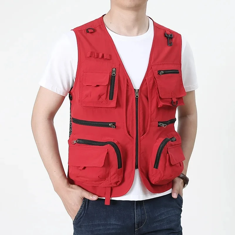 2024 New Fishing Vest Breathable Fishing Travel Mesh Vest with Zipper Pockets Summer Work Vest for Outdoor Activities