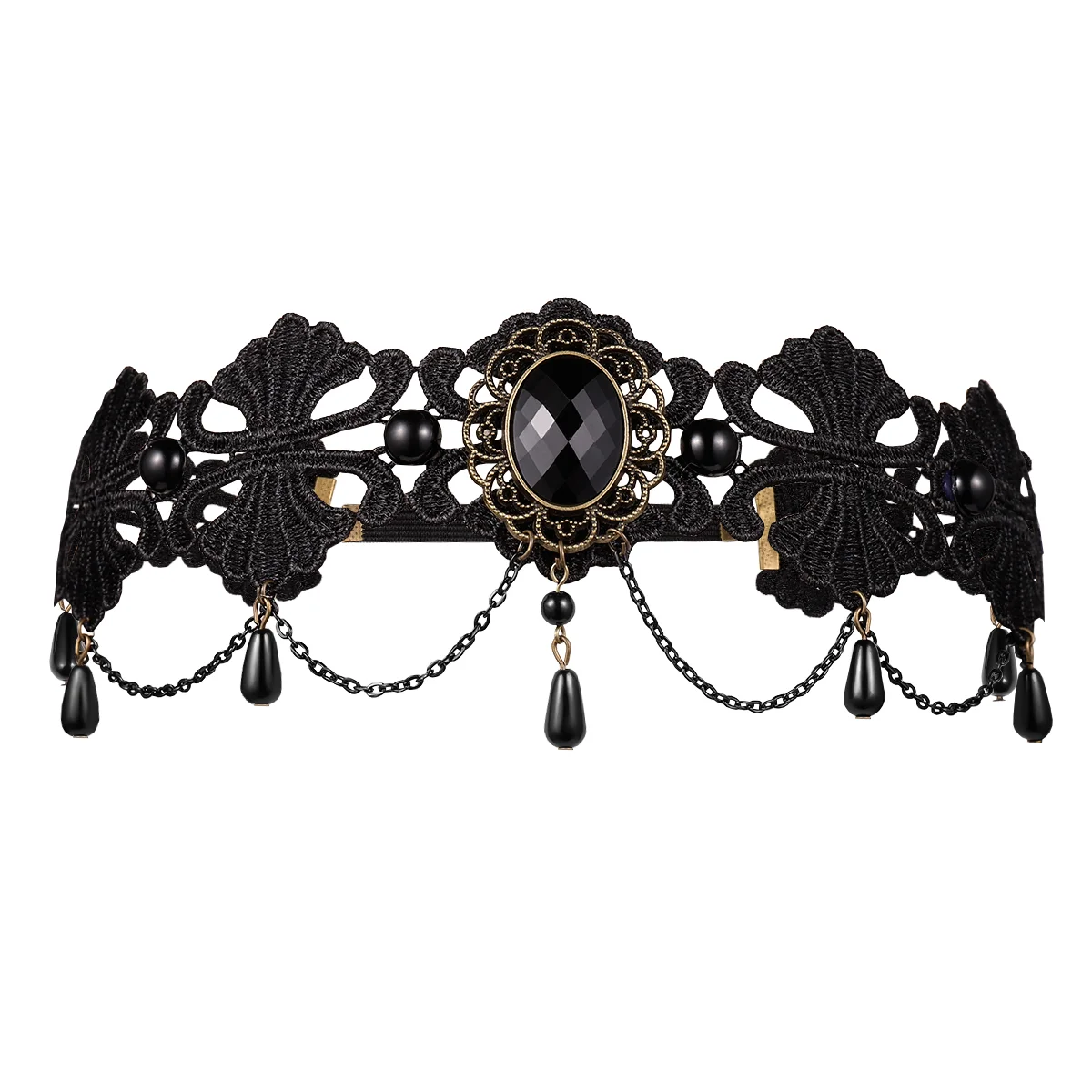 

Lace Forehead Band Halloween Headdress Hair Accessories Gothic Headpiece Black Miss