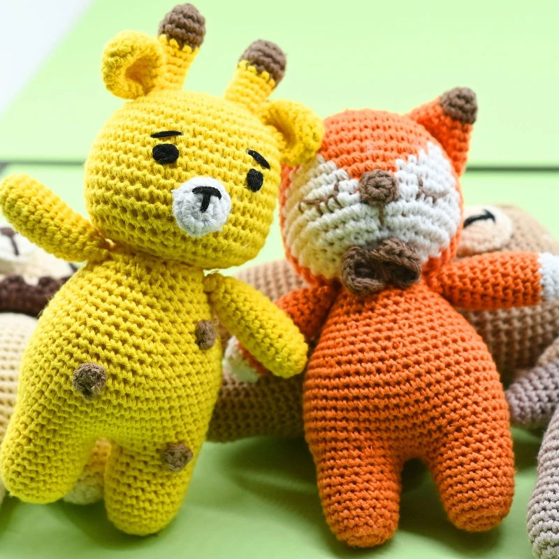 Creative Handmade Crochet Rattle Plush Toy for Babies Adorable Animal Knitted Toy Newborn Grip Development Toy Children's Gift