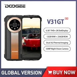 DOOGEE V31GT 5G Rugged Smartphone Android 13 Thermal Imaging 12GB+256GB 6.58 Inch 50MP 10800mAh 66W NFC Cell Phone On Sale