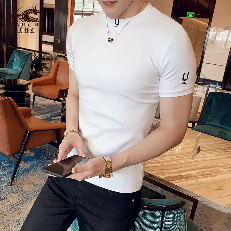 Black T Shirt for Men Plain Clothing Skinny Streetwear Muscles Gym Ordinary Man Tee Shirts Cool Loose Wholesale Aesthetic Xl Top