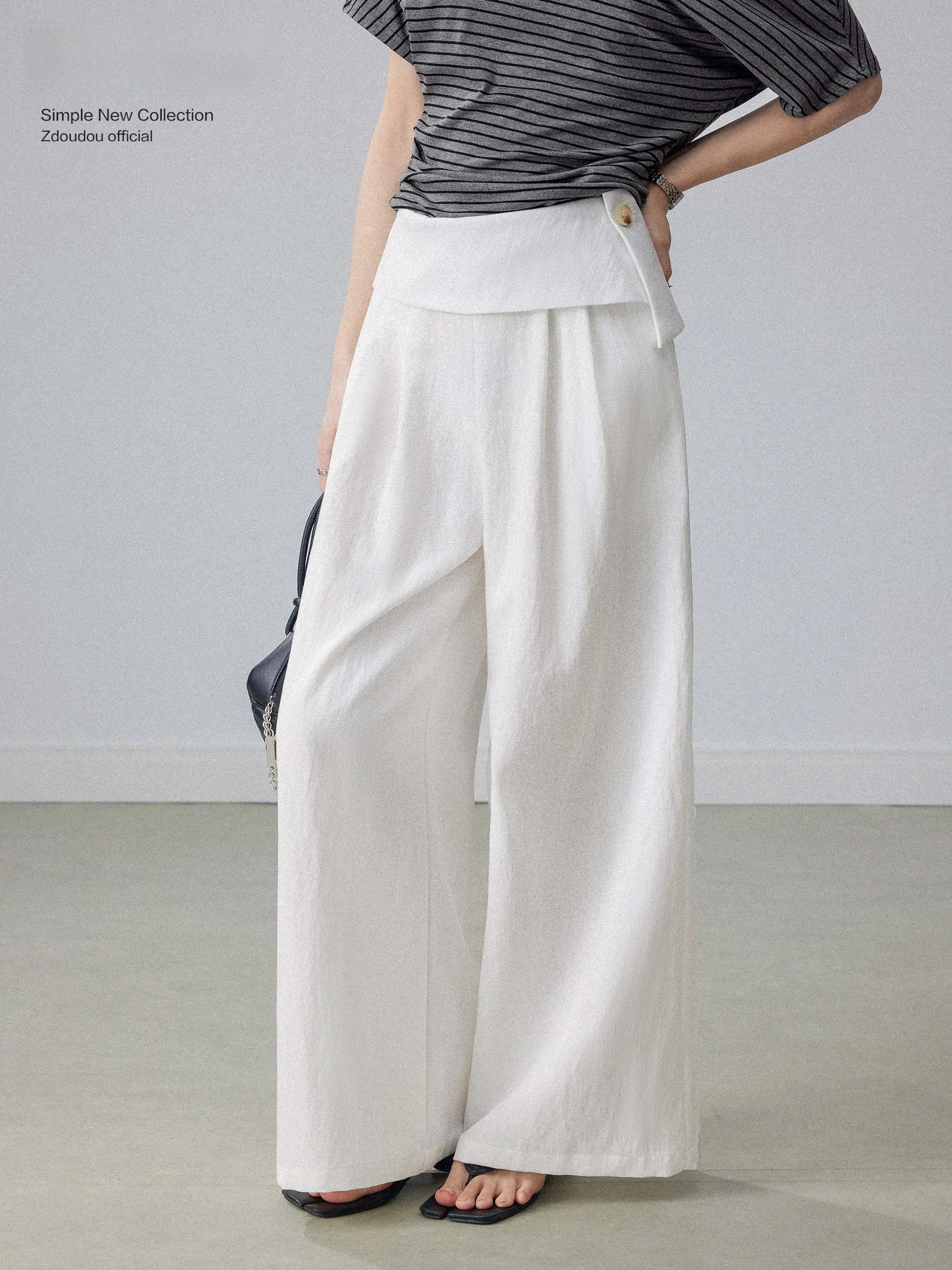 

Белые женские брюки с высокой талией и широкими штанинами, летние, 2026, новые, свободные, универсальные, повседневные, в стиле кэжуал, цветные