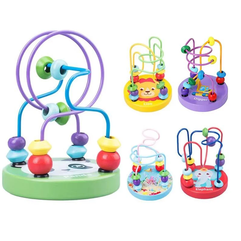 Mini Montessori ของเล่นไม้เด็กวงกลมลูกปัดลวด Maze Roller Coaster ปริศนาการศึกษาของเล่น Busy ลูกปัดสําหรับเด็กทารก