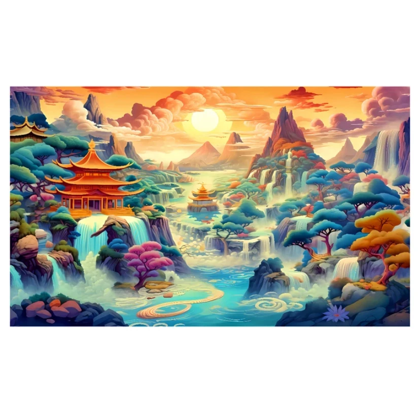 9ct 60x100cm Mountains Embroidery DIY Chinese Style Printed Kits Cross Stitch Needlework Set Home Decor Crafts