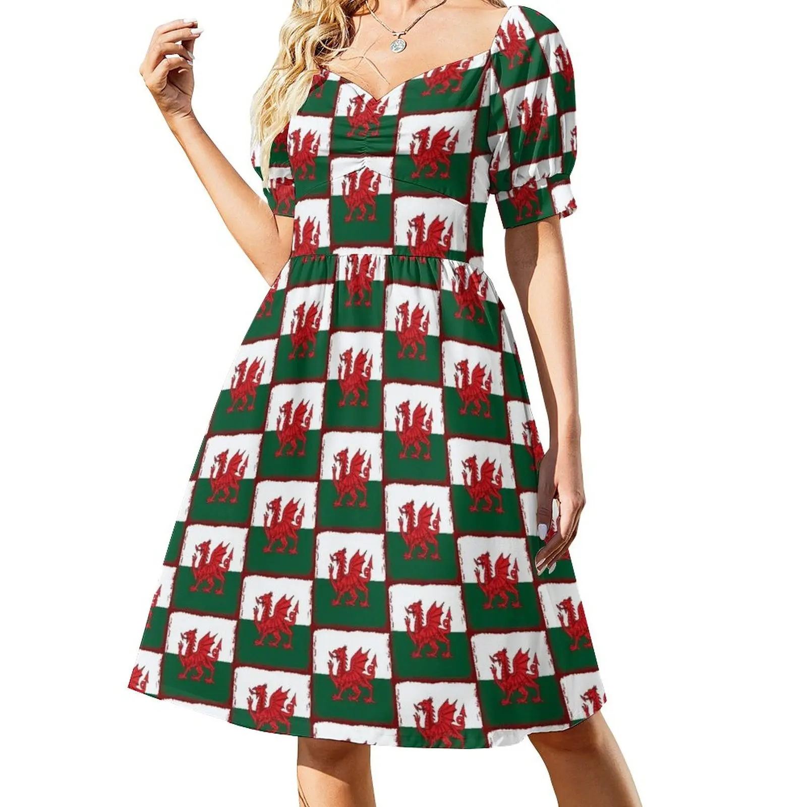 

Y Ddraig Goch Grunge Welsh Flag Sleeveless Dress Prom gown women's clothing korea stylish