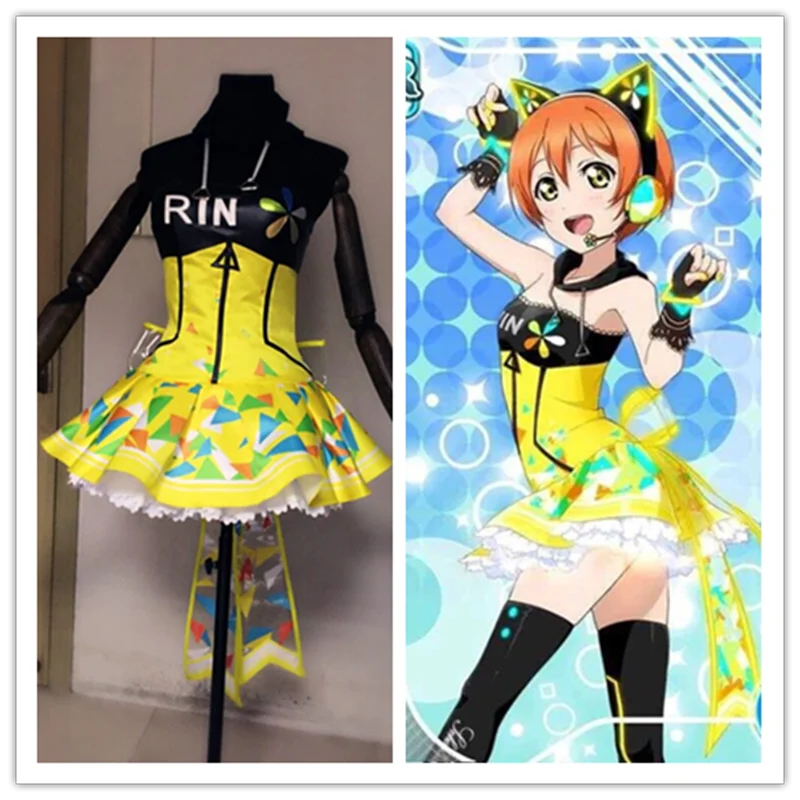 

In stock Anime Lovelive Hoshizora Rin cosplay cyber game awakening shinning dress LED cosplay costume A